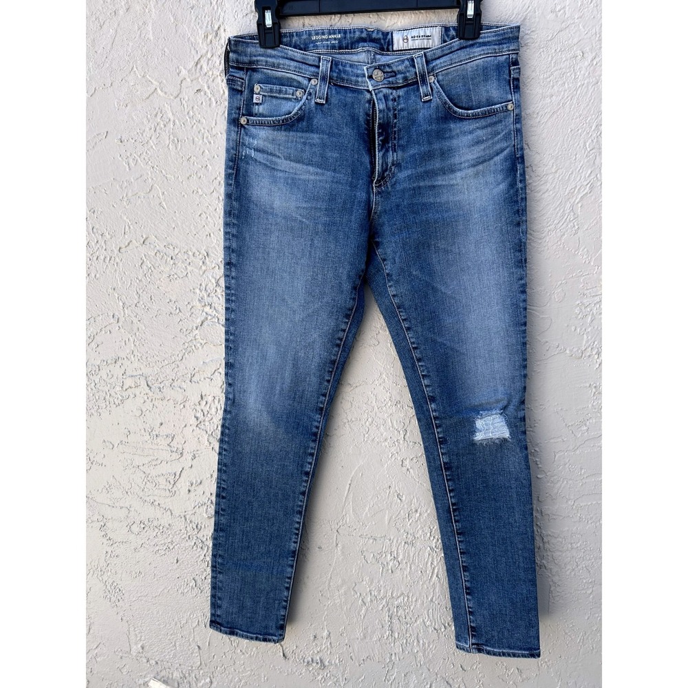AG Adriano Goldschmied Legging Ankle Jeans 29R Blue Distressed Skinny Mid Rise